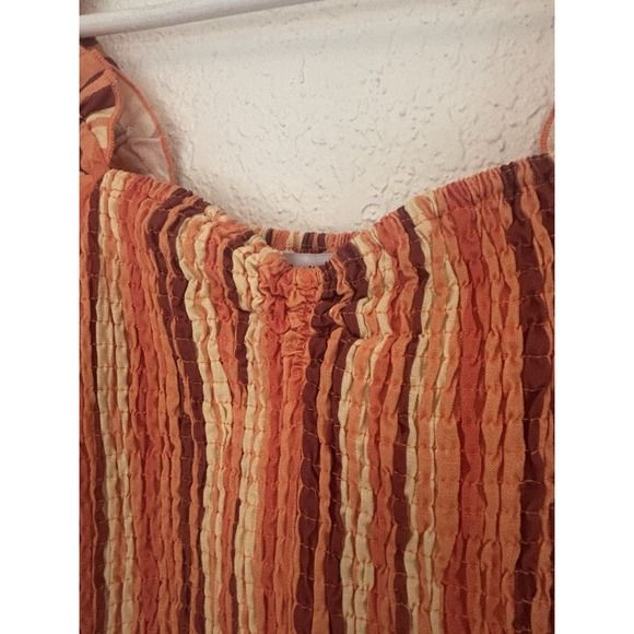 NWOT‎ Charlie Holiday Coastal Midi Dress Linen Blend Orange Stripes Women's 4 - Picture 4 of 13